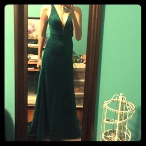 Teal Glitter Prom Dress